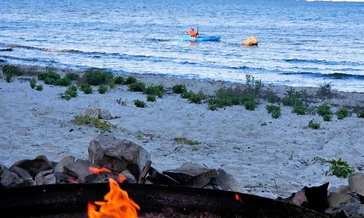 St. Ignace Township House | Lake Huron Beachfront Home~Mackinac Island Views!