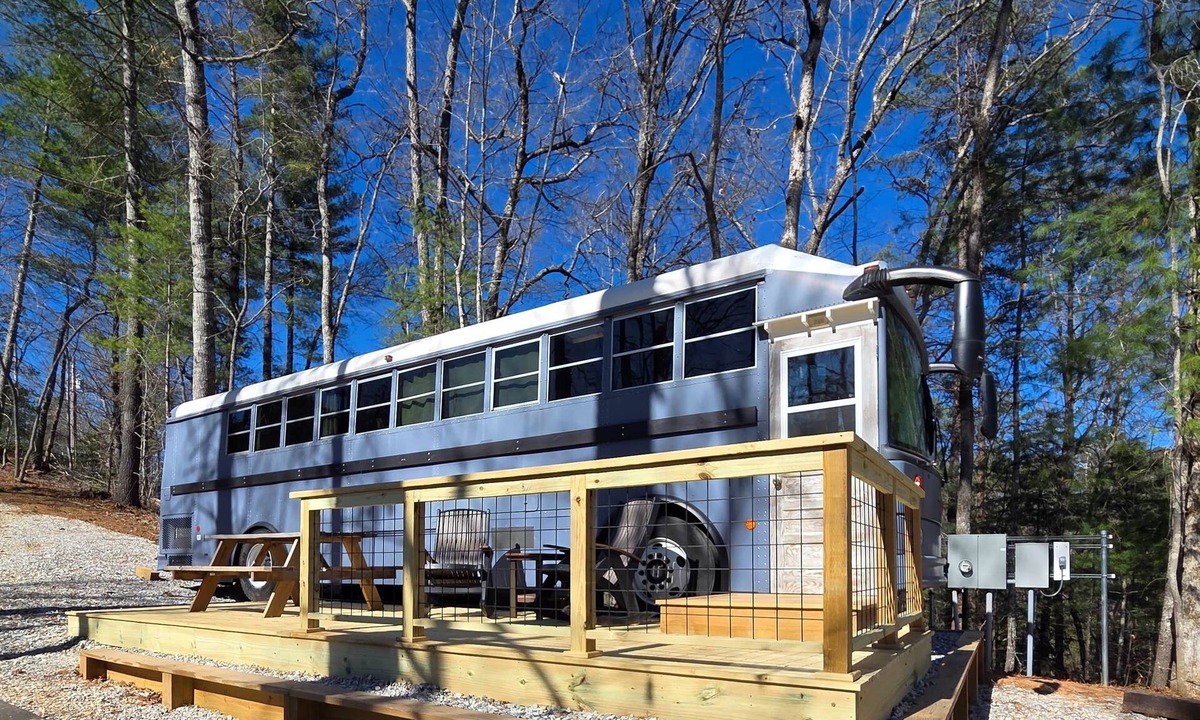 Robbinsville Cabin | Lazy T Cabins - The Skoolie