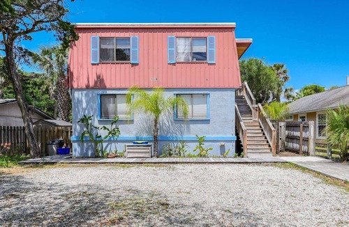Coquina Gables Apartment | Upstairs Apartment One Block from Beautiful St. Augustine Beach, Walk to restaurants, Fire Pit