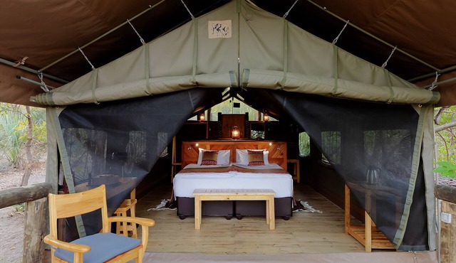 Amazing view on the river from your tent to the Okavango Delta