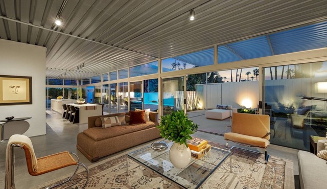 Palm Springs Home with Private Pool, Firepit and Huge Glass Doors and Windows!