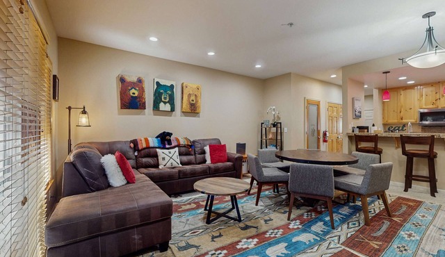 Updated condo near ski resort with heated pool, hot tub, fireplace, balcony, W&D