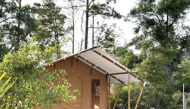 Spacious Double Safari Tent with Private Fire Pit Near Anna Maria Island in Bradenton, Florida